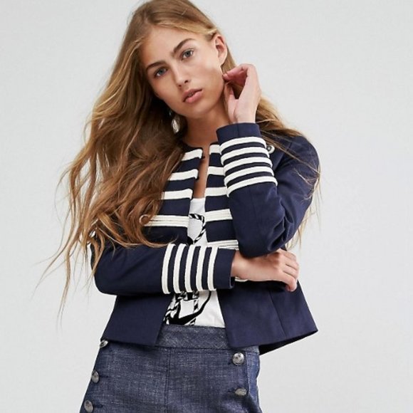 Gigi Hadid x Tommy Hilfiger Rare Navy & White Embroidered Military Jacket - Picture 8 of 10